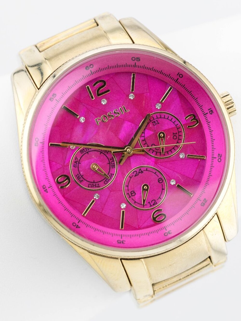 Fossil BQ1682 Pink MOP Multifunction Quartz Analog Women's Watch New Battery